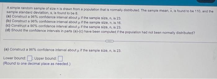 Solved A simple random sample of size n is drawn from a | Chegg.com