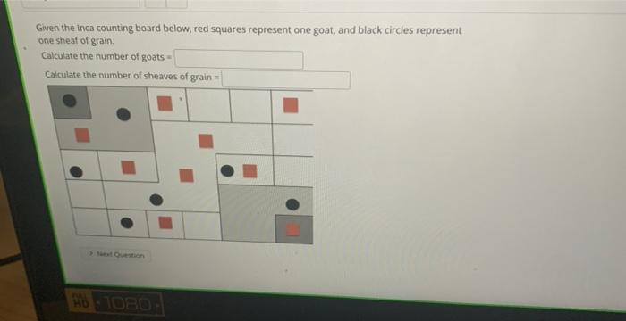 Solved Given the inca counting board below, red squares | Chegg.com