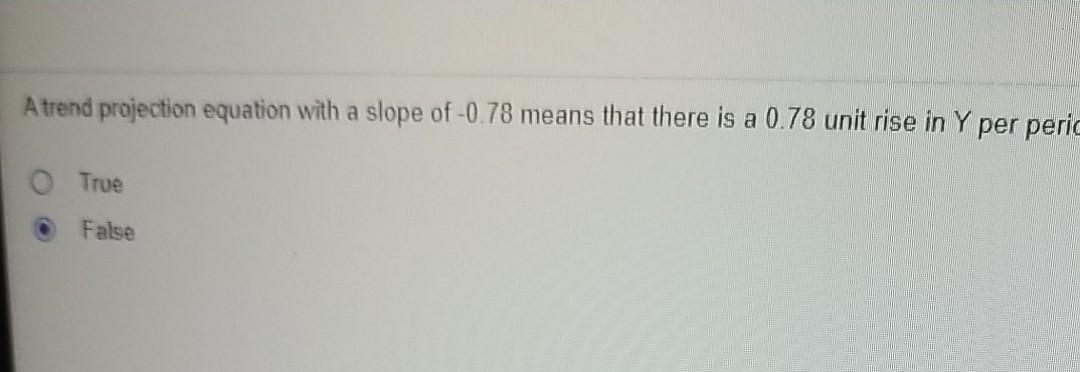 Solved A trend projection equation with a slope of -0.78 | Chegg.com