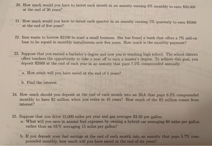 Solved 20. How much would you have to invest each month in | Chegg.com