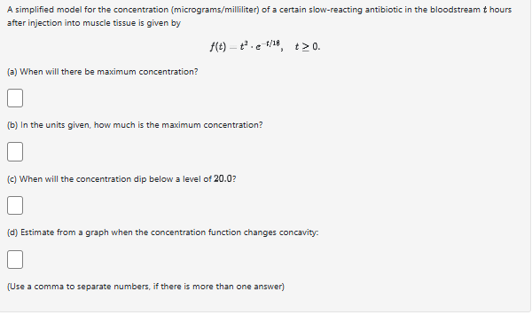 Solved A simplified model for the concentration | Chegg.com