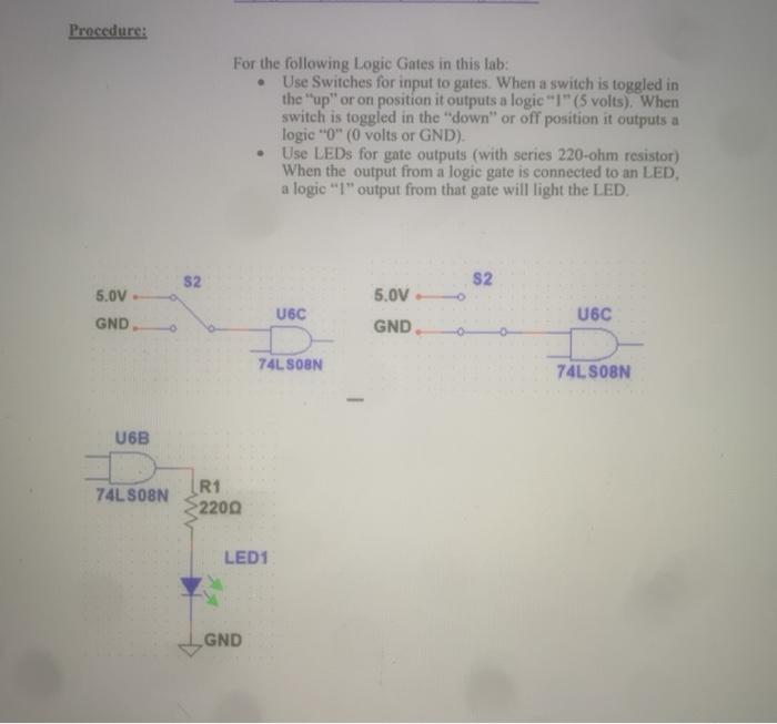 Solved Procedure: . For the following Logic Gates in this | Chegg.com