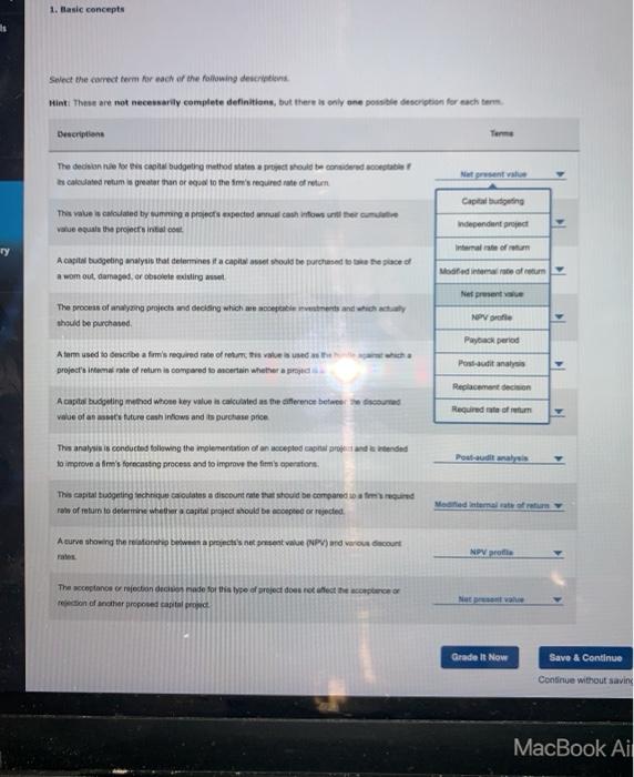 Solved 1. Basic concepts Select the correct term for each of | Chegg.com