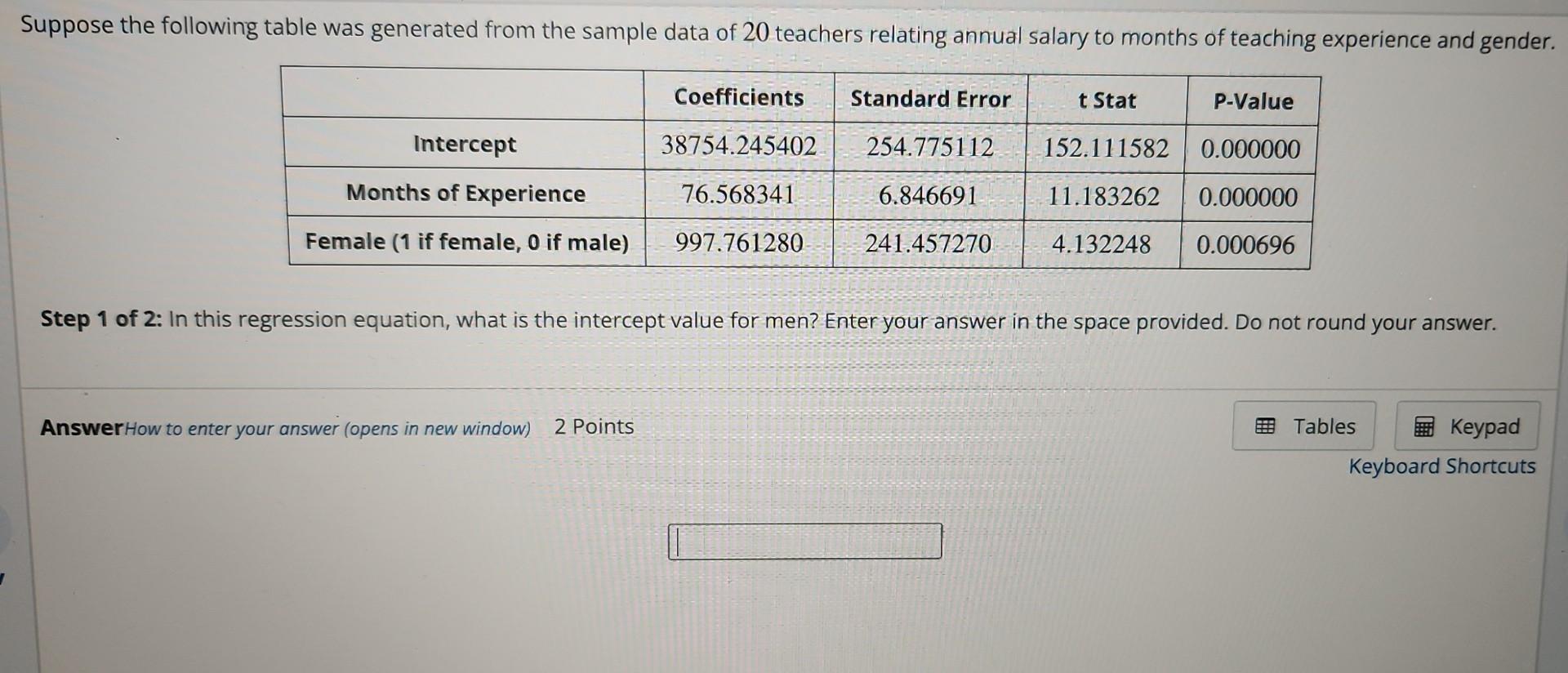Solved Suppose the following table was generated from the | Chegg.com