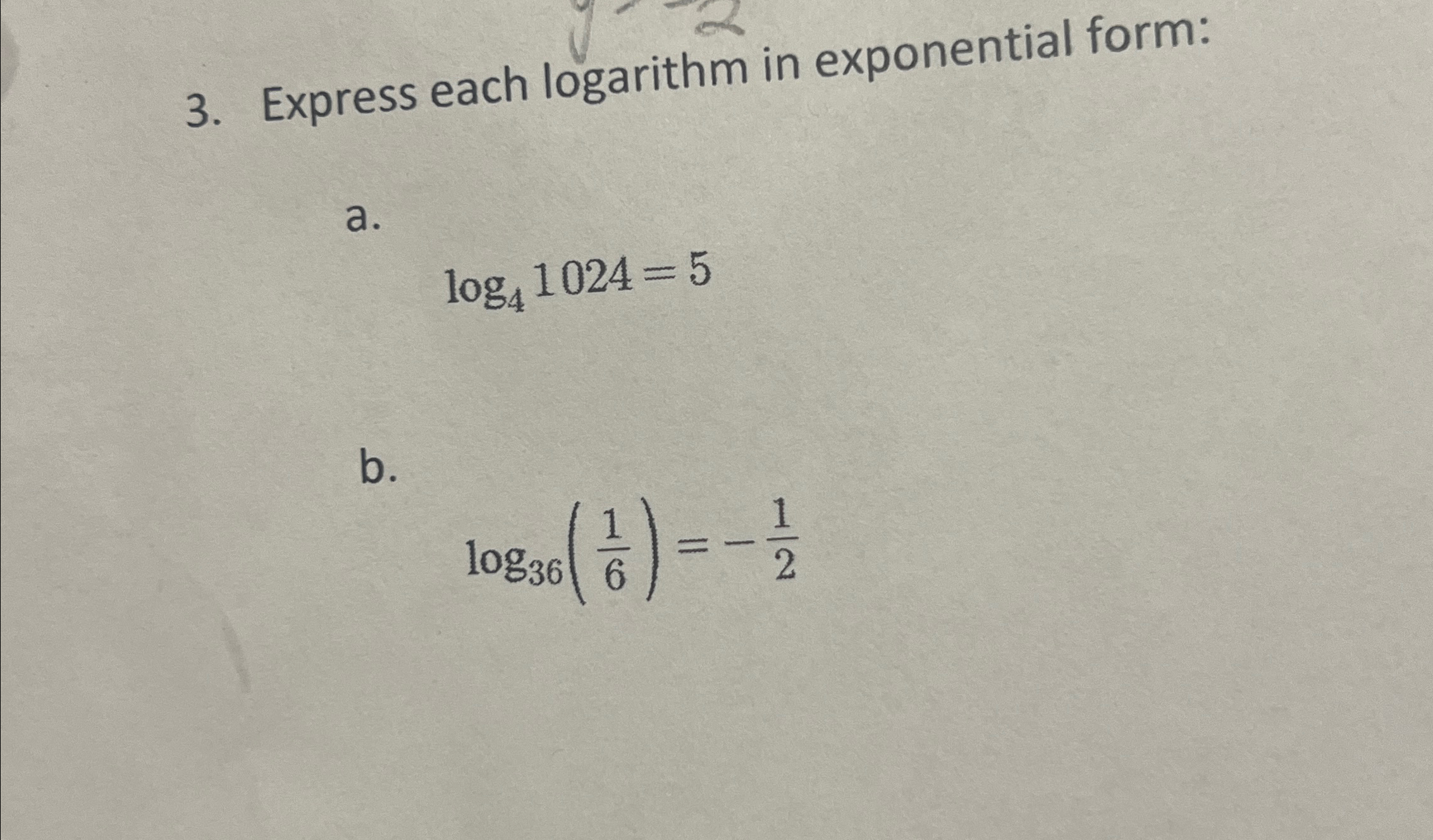 Solved Express each logarithm in exponential | Chegg.com