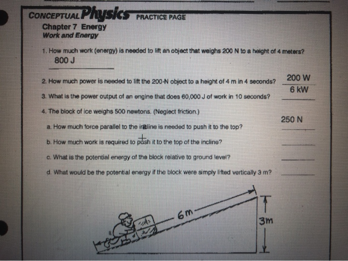 Solved CONCEPTUAL PRACTICE PAGE Chapter 7 Energy Work and