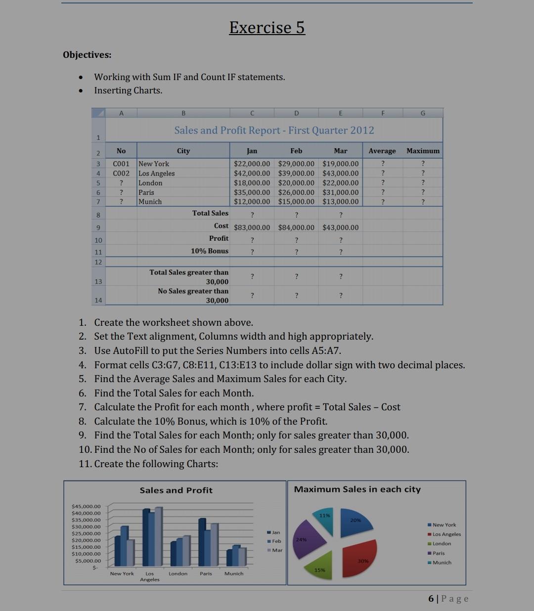 Solved Exercise 5 Objectives: Working with Sum IF and Count | Chegg.com