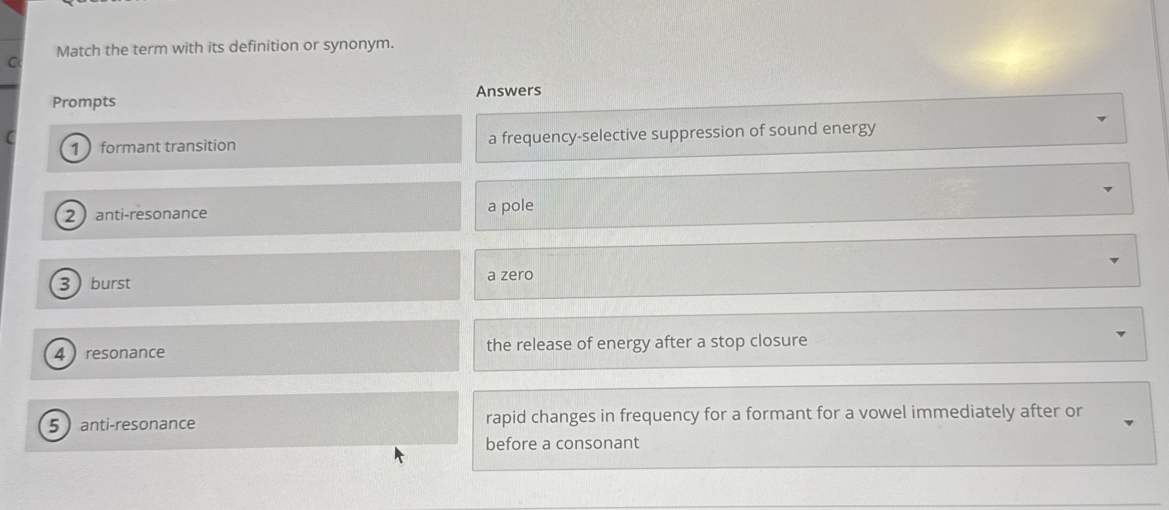 Solved Match the term with its definition or