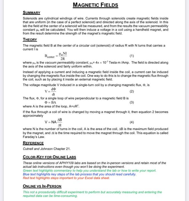 Solved Beenter FIELDS SUMMARY Solenoids are