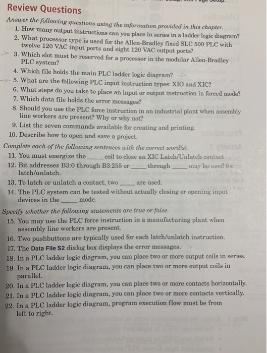 Solved Review Questions Answer the following questions using | Chegg.com