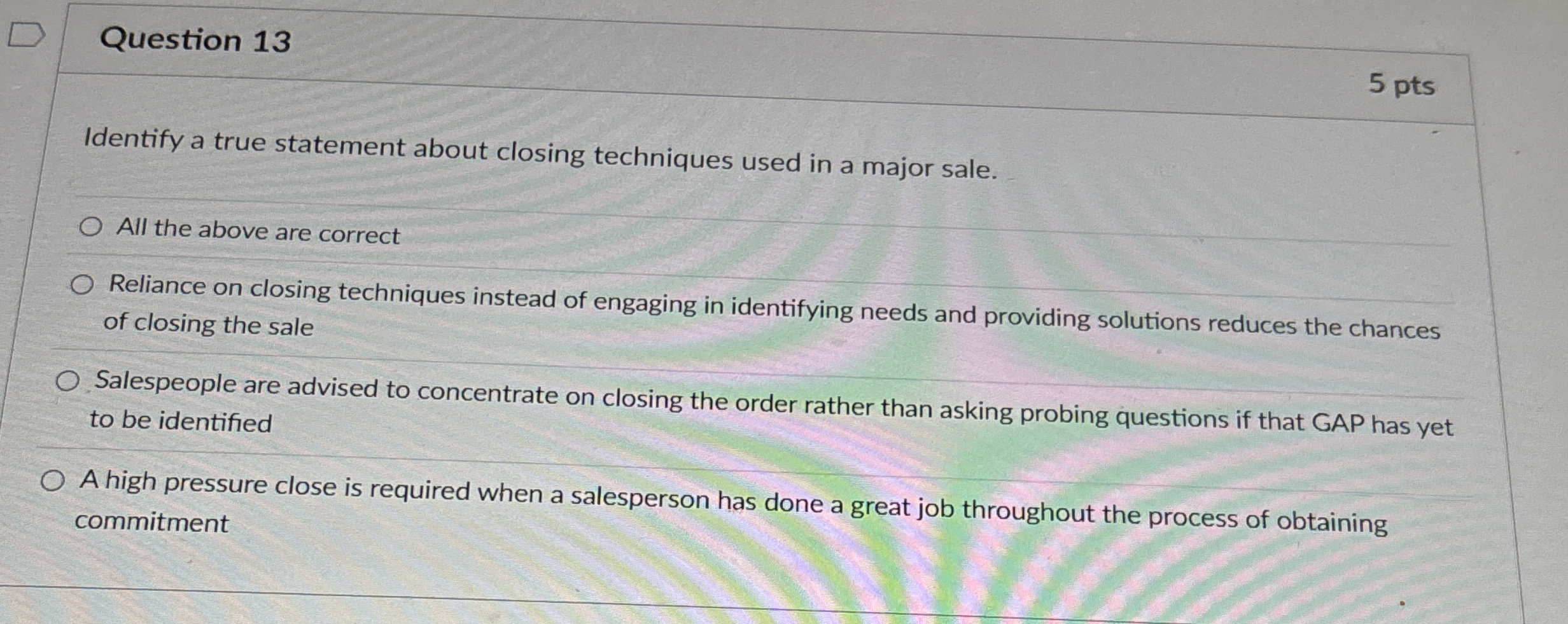 Solved Question 135 ﻿ptsIdentify a true statement about | Chegg.com
