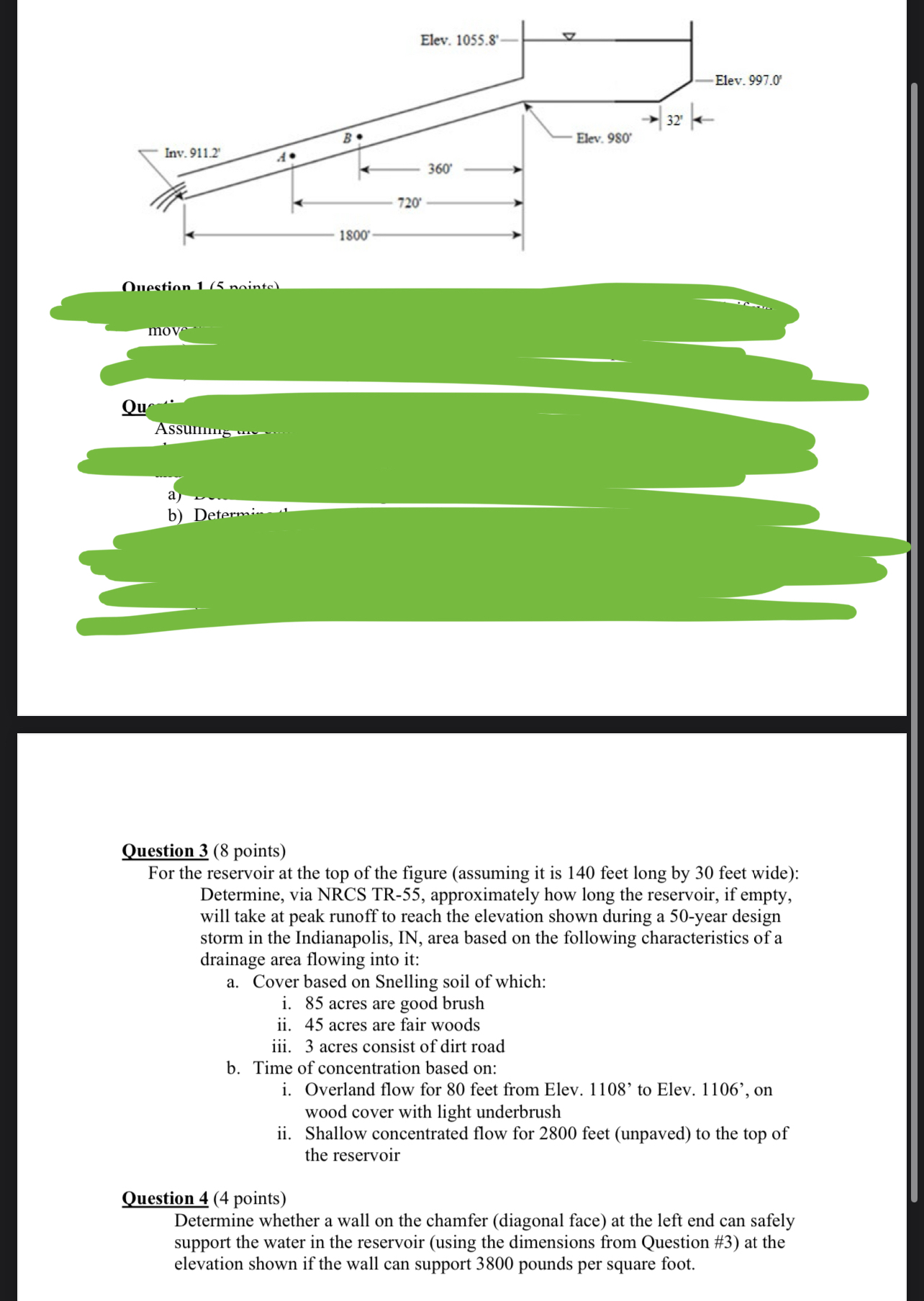 Solved Question 3 ( 8 ﻿points)For the reservoir at the top | Chegg.com