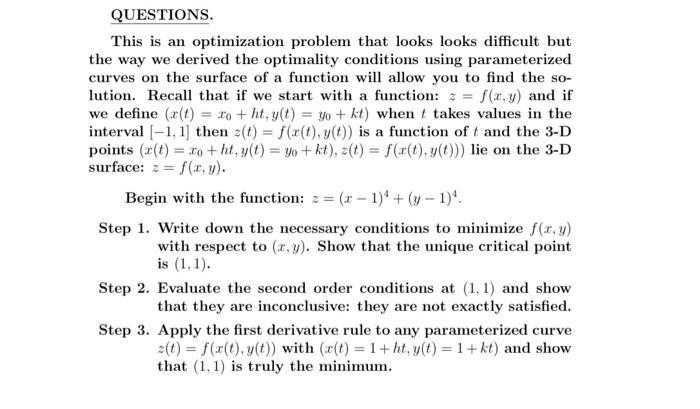 Solved QUESTIONS. This is an optimization problem that looks | Chegg.com