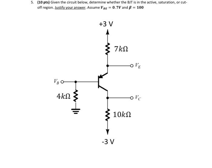 Solved 5. (10 pts) Given the circuit below, determine | Chegg.com