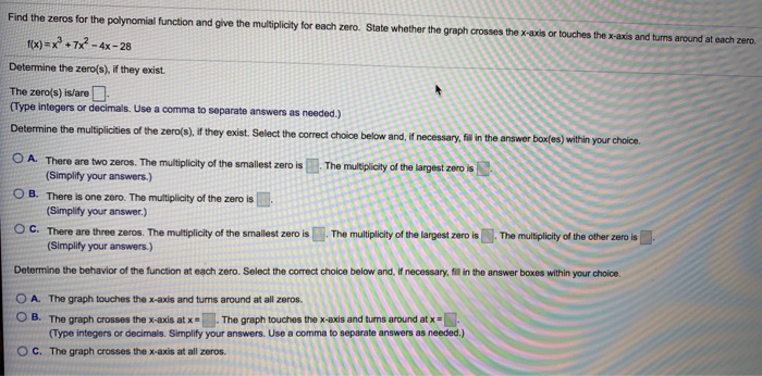 Solved Find the zeros for the polynomial function and give | Chegg.com