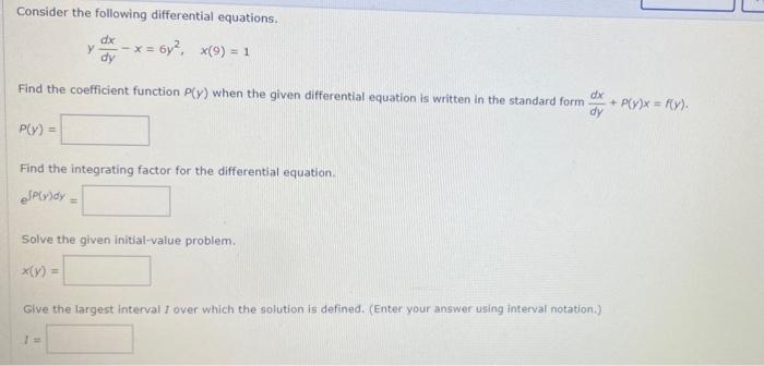 Solved Consider the following differential equations. dx у | Chegg.com