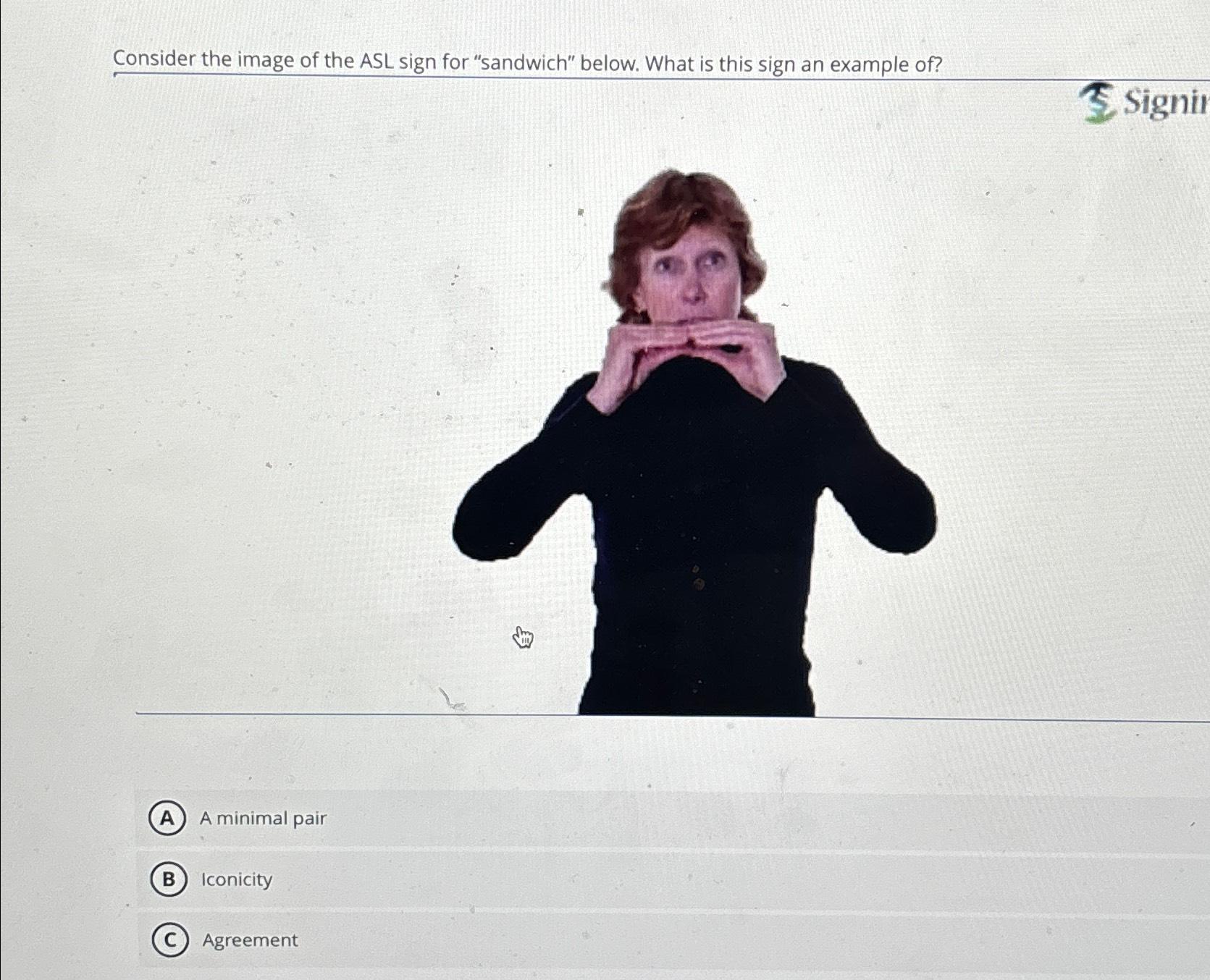 Solved Consider the image of the ASL sign for 