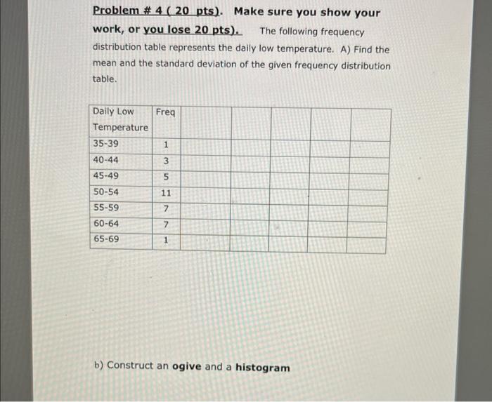 Solved Problem #4 (20pts). Make sure you show your work, or | Chegg.com
