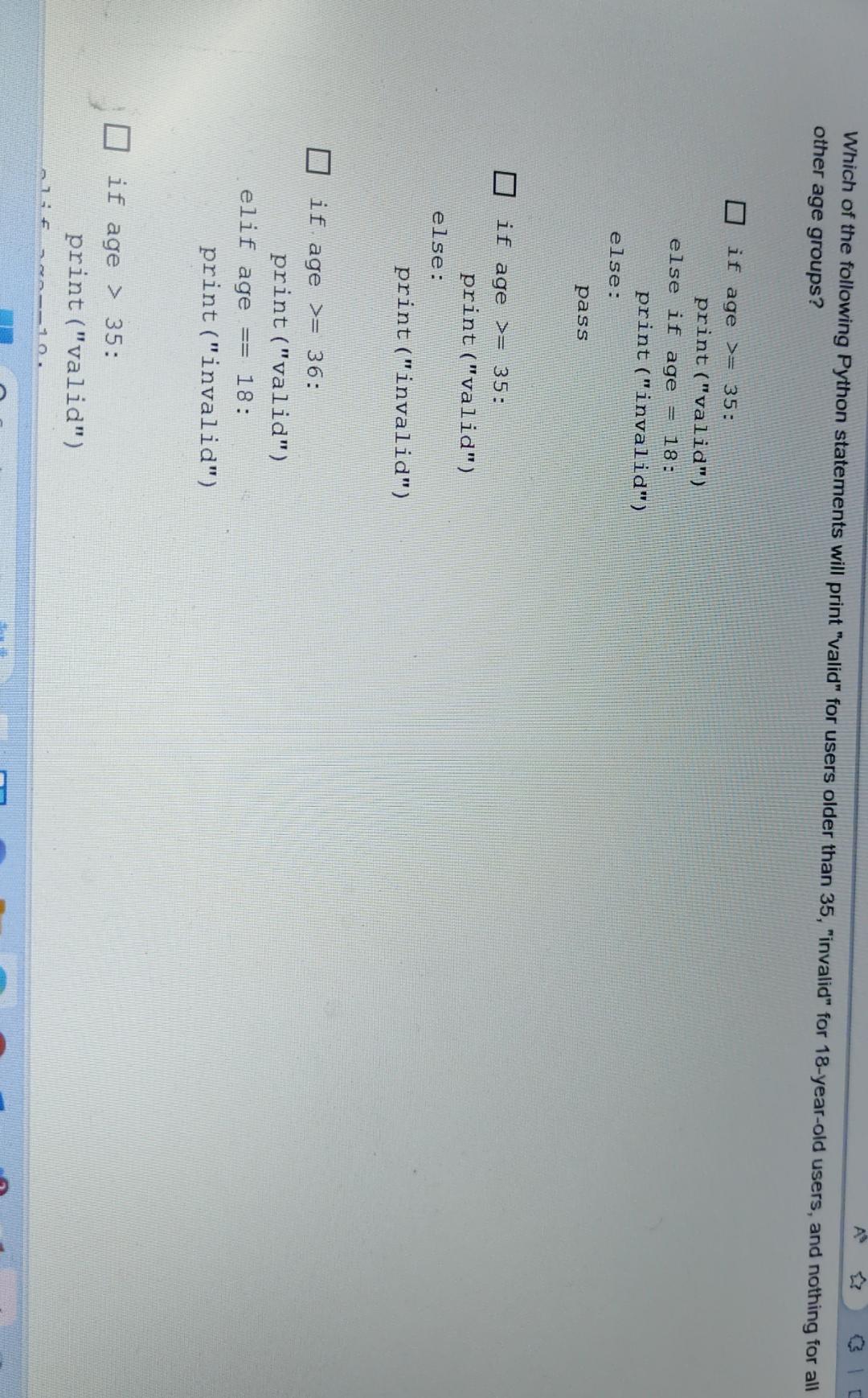 Solved Which of the following Python statements will print | Chegg.com