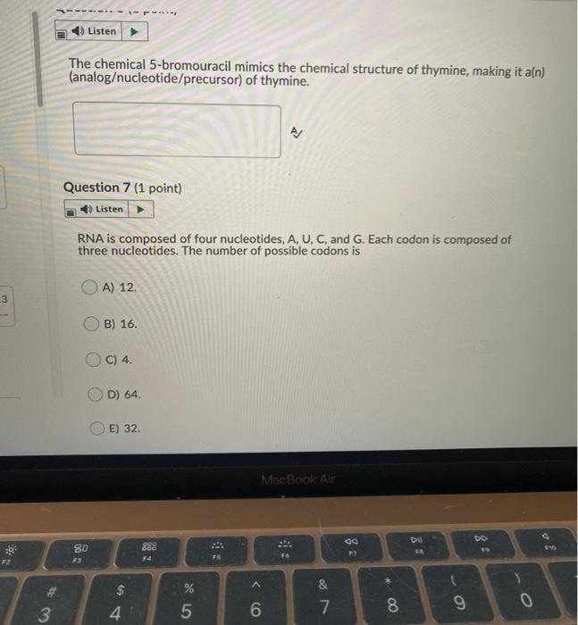 Solved Listen The chemical 5bromouracil mimics the chemical
