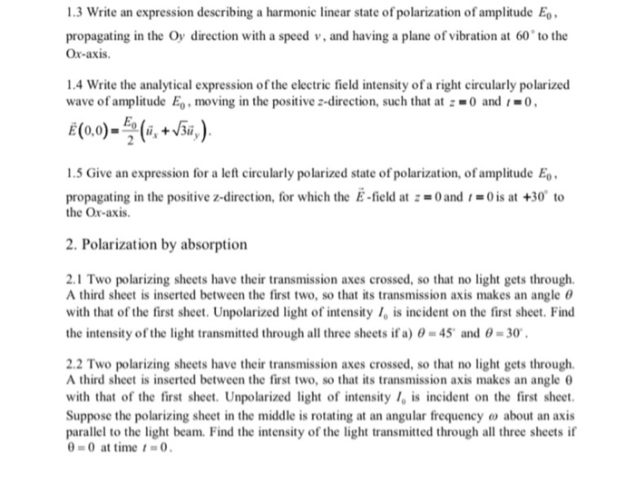 Solved 1 3 Write An Expression Describing A Harmonic Line Chegg Com