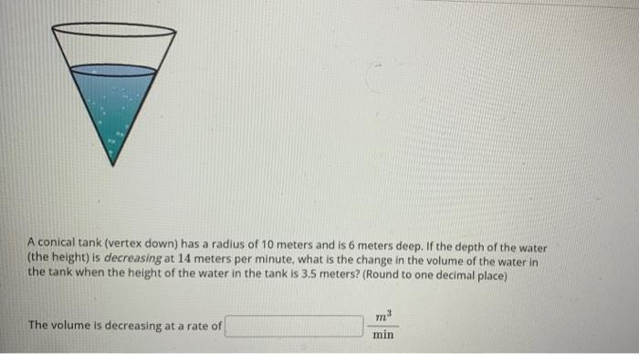 Solved Consider a tank in the shape of a right circular cone | Chegg.com