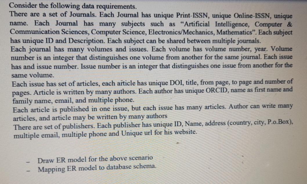 Solved Consider the following data requirements. There are a 
