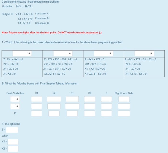 Solved Consider the following linear programming | Chegg.com