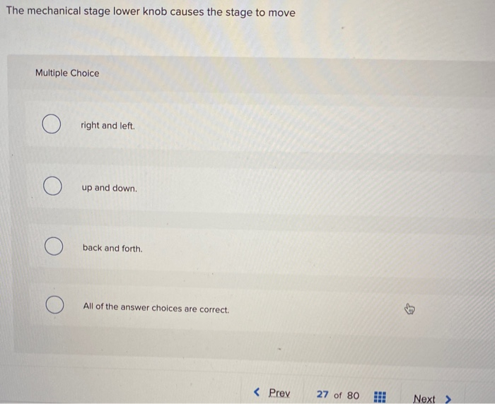 Solved The mechanical stage lower knob causes the stage to