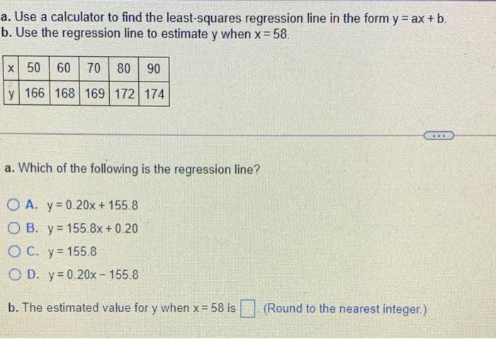 Least squares regression on sale line calculator