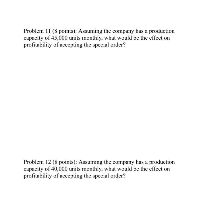 Solved Use the following information to complete Problems 11 | Chegg.com