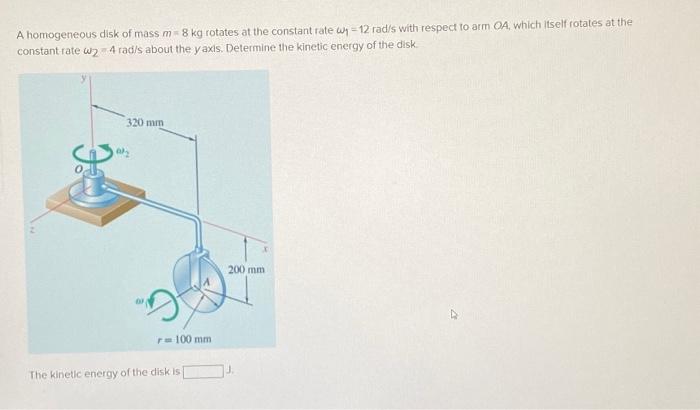 Solved A homogeneous disk of mass m 8 kg rotates at the | Chegg.com