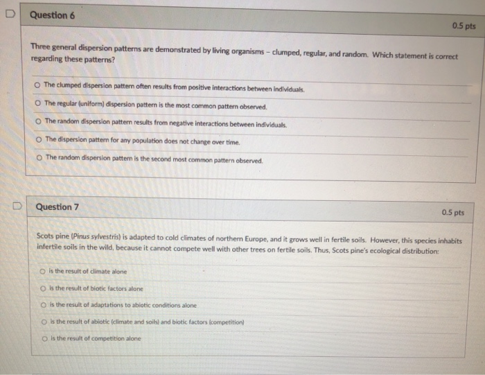 Solved D Question 6 0.5 pts Three general dispersion | Chegg.com