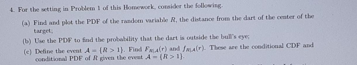 Solved 4. For The Setting In Problem 1 Of This Homework, | Chegg.com