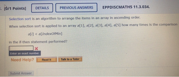 Solved = 0/1 Points] DETAILS PREVIOUS ANSWERS EPPDISCMATH5 | Chegg.com