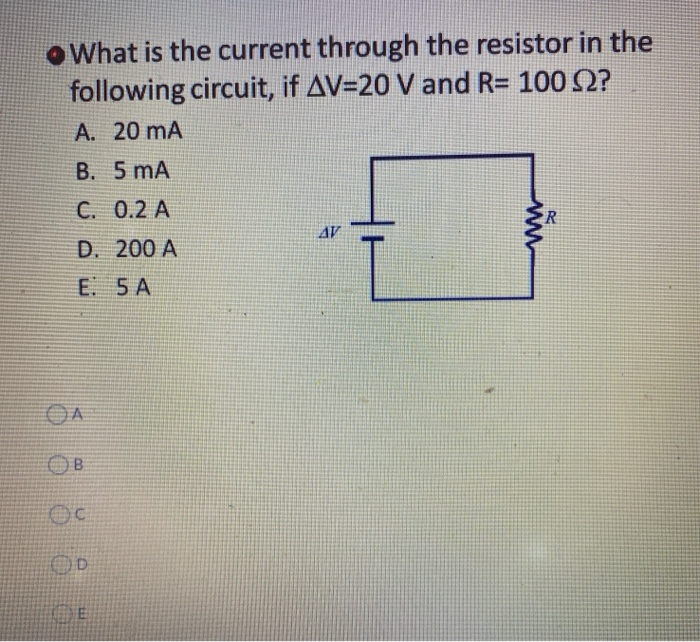 Solved O What Is The Current Through The Resistor In The Chegg Com