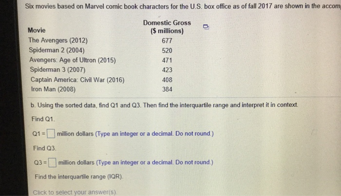 Solved Sbe movies based on Marvel comic book characters for | Chegg.com