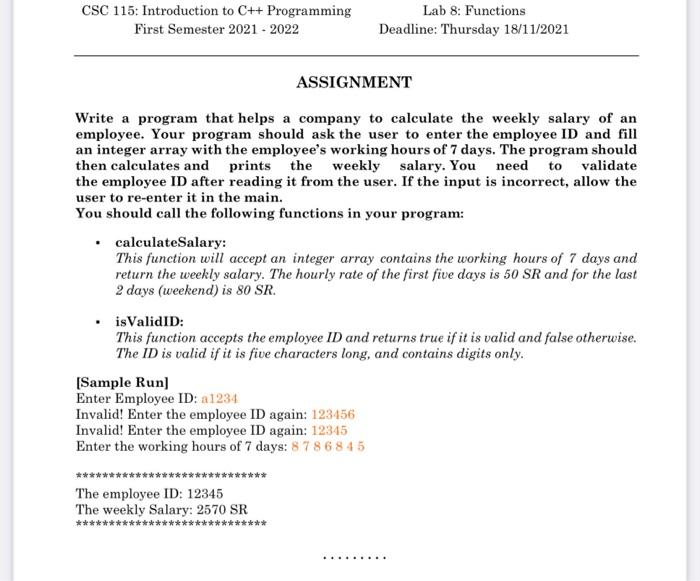 Solved CSC 115: Introduction To C++ Programming First | Chegg.com