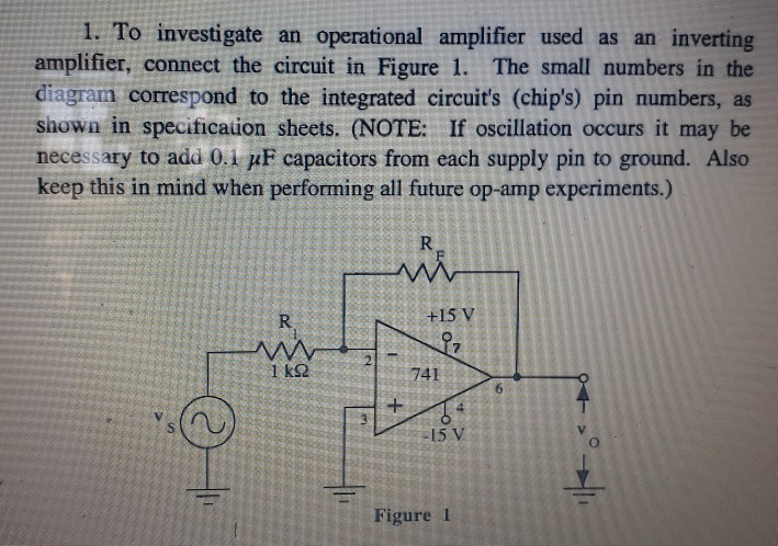 Solved 1. To investigate an operational amplifier used as an | Chegg.com