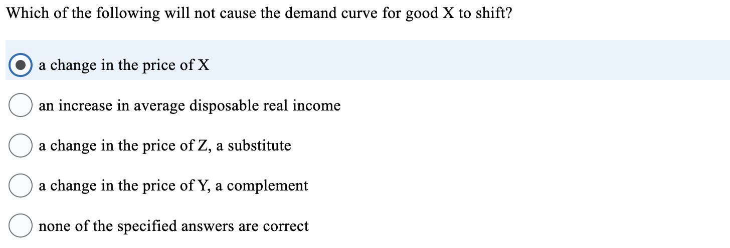 Solved Which of the following will not cause the demand | Chegg.com