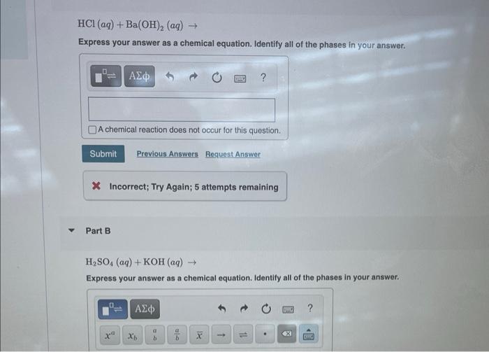 Solved Complete And Balance Each Of The Following Equations. | Chegg.com