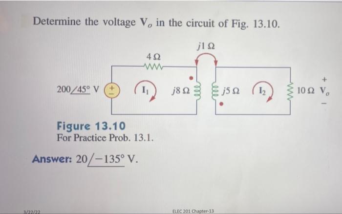 Solved Determine The Voltage V, In The Circuit Of Fig. | Chegg.com