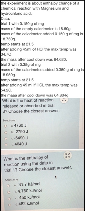 enthalpy change experiment discussion