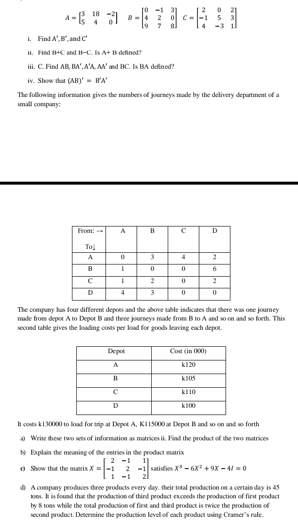 Solved 3 -=6 .) -07191 A { 1 2 18 4 2 3 B = 14 2 C = -1 4 2 | Chegg.com