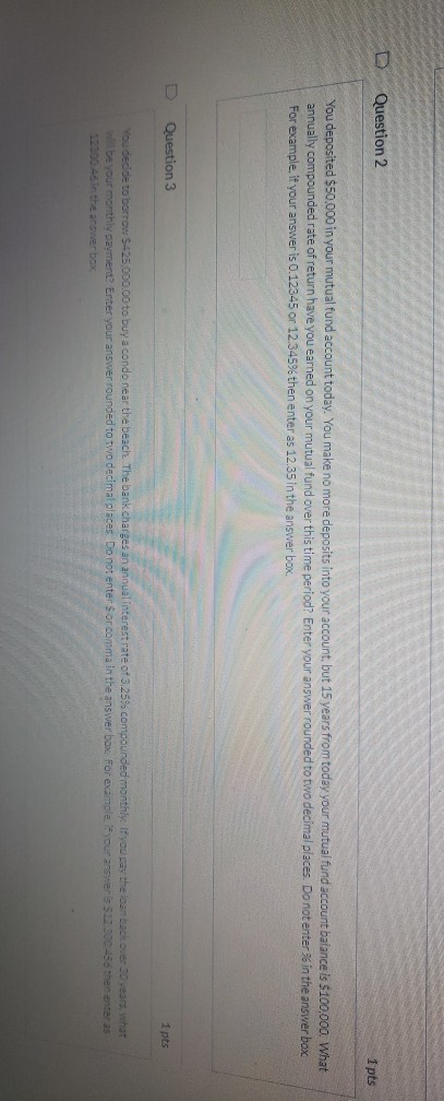 Solved D Question 2 1 pts You deposited $50,000 in your | Chegg.com