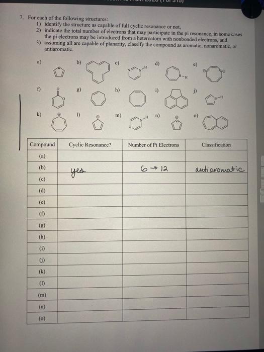 Solved 7. For Each Of The Following Structures: 1) Identify | Chegg.com