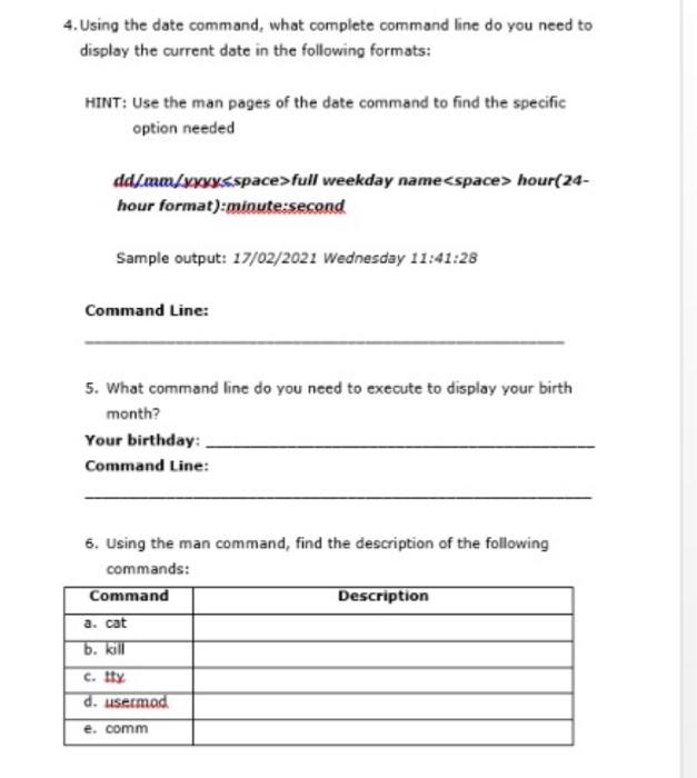 Solved II. Exercise No. & Title Ex.# 2, Basic Linux Commands | Chegg.com