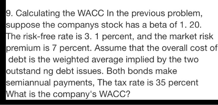 9. Calculating the WACC In the previous problem, | Chegg.com