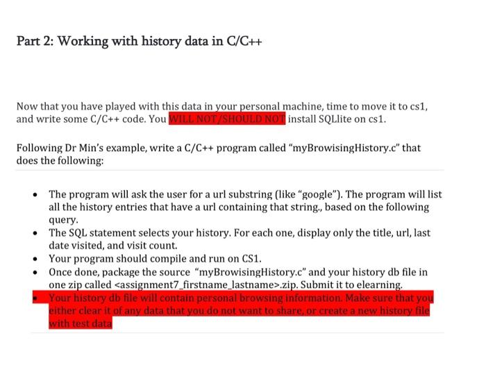 Solved Part 2: Working with history data in C/C++ Now that | Chegg.com