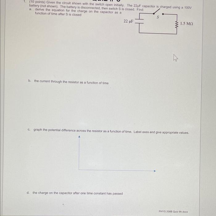 Solved 4. (10 Points) Given The Circuit Shown With The | Chegg.com